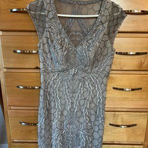 Sue Wong vintage retro greige cocktail knee length size 4